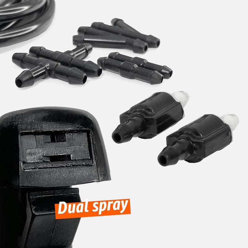 Click&Fit Windshield Washer Nozzles compatible with Chrysler 300 11-17, Jeep Grand Cherokee 11-21 Commander 06-10, Liberty 8-12, Dodge Caravan Durango Challenger Charger, Nitro – Double Fan Repair Kit - Image 5